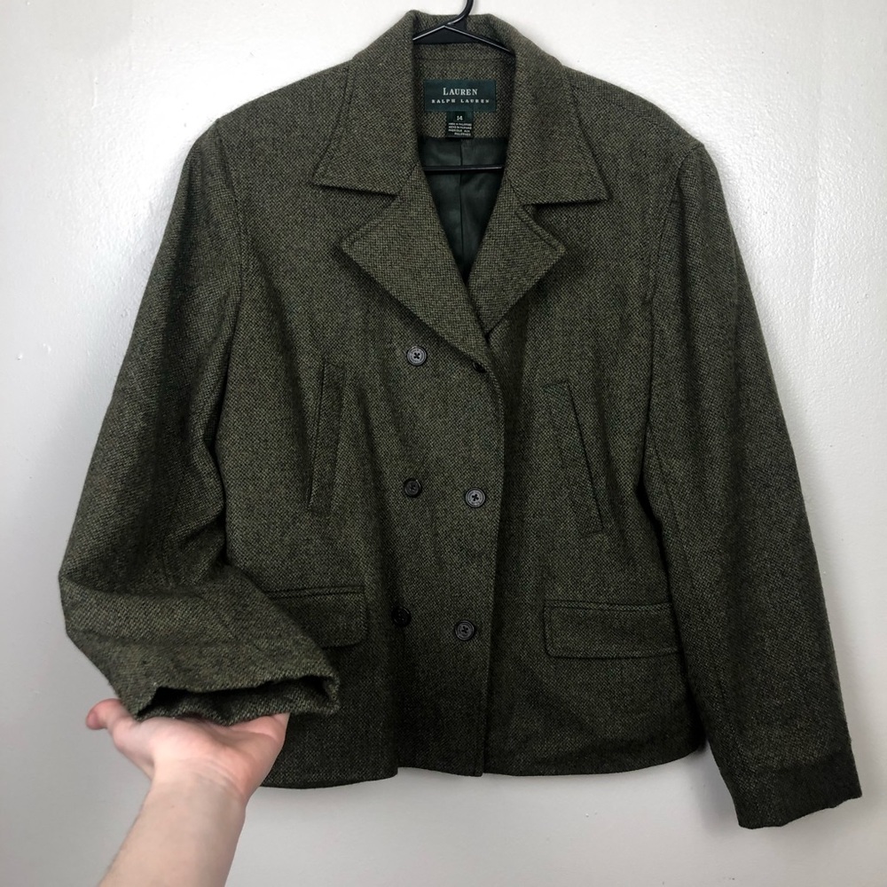 Ralph Lauren Tweed Green Blazer Jacket - Picture 1 of 5